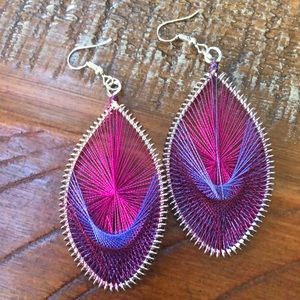 Pink and purple dangle earrings
